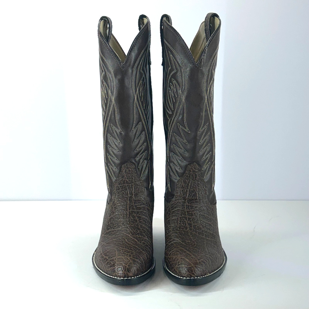 Bronco Boots Women Sze 7.5 Brown Embroidered Pointed Toe Pull On Western Cowgirl - Picture 6 of 11